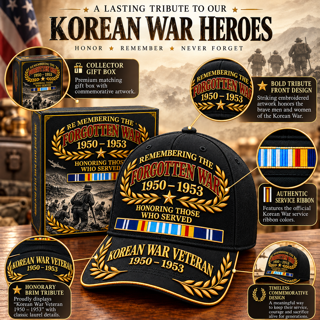 🎖️ Korean War Veteran Commemorative Cap — Remembering The Forgotten War