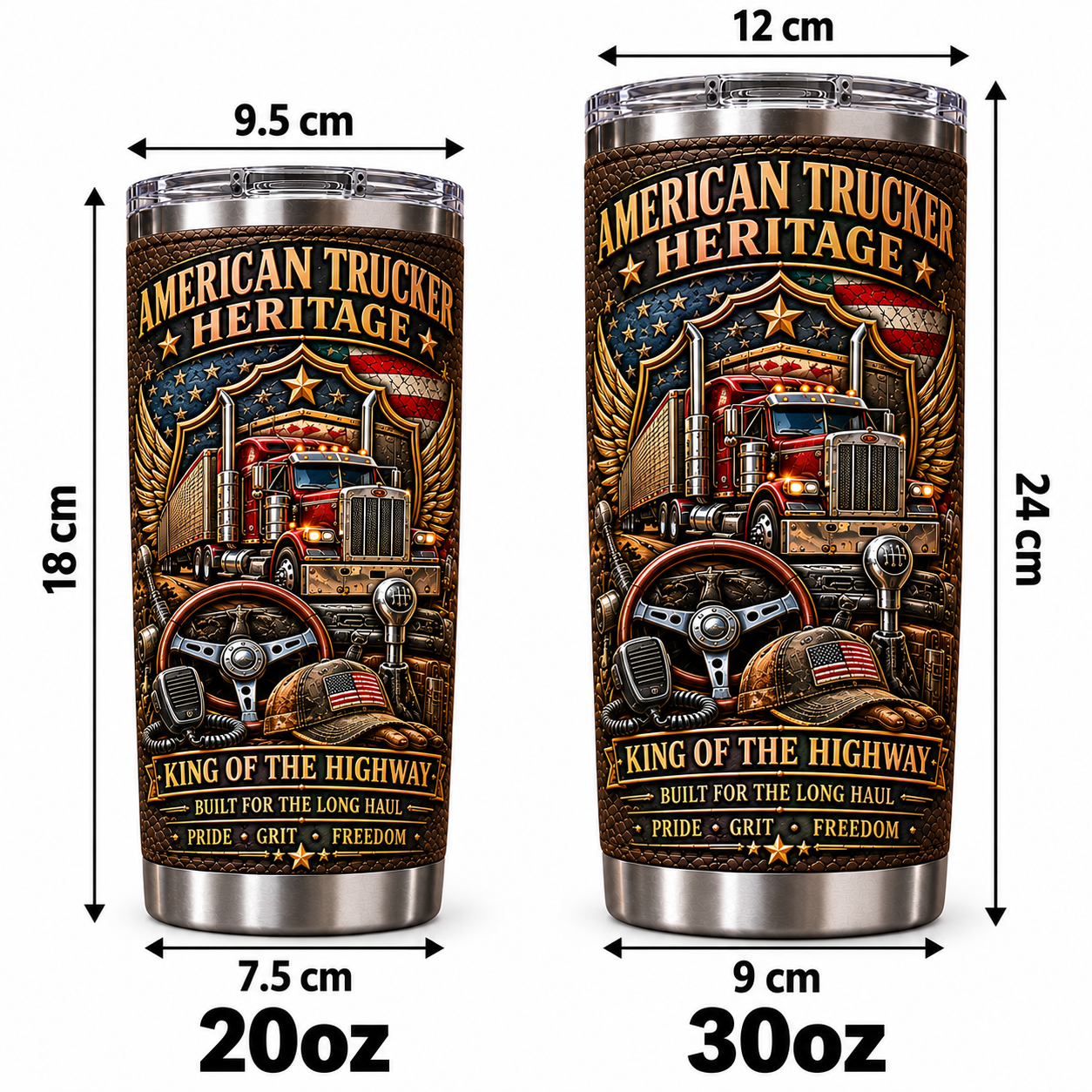 American Trucker Heritage “King of the Highway” Insulated Travel Tumbler