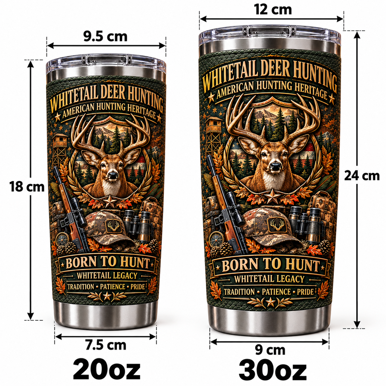 Whitetail Deer Hunting Heritage “Born to Hunt” Insulated Travel Tumbler