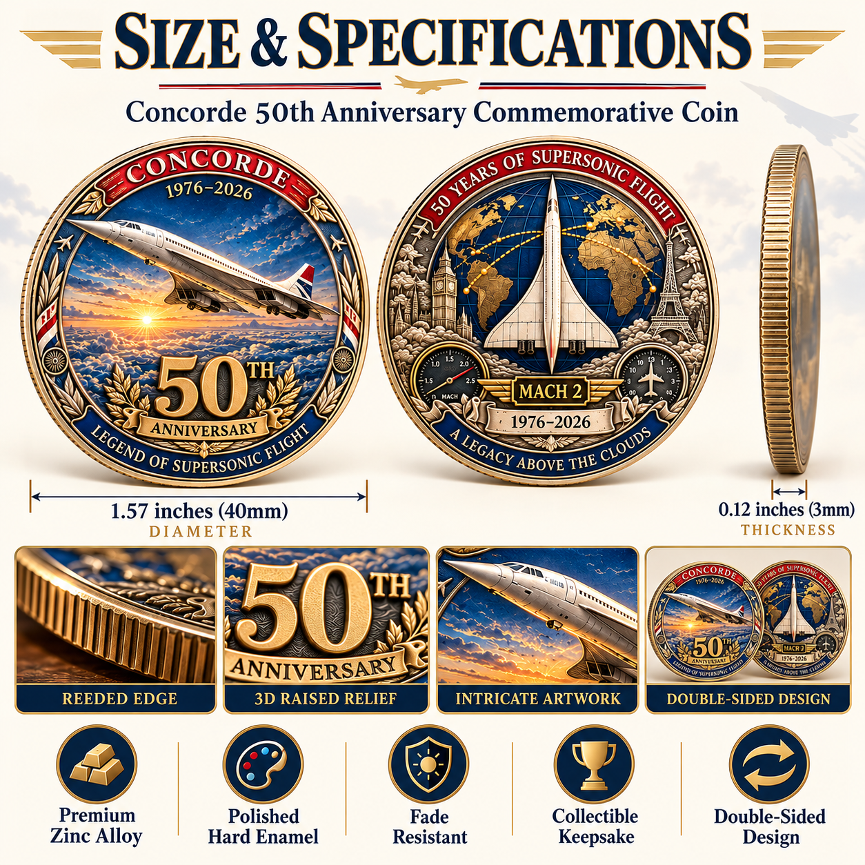 ✈️ Concorde 50th Anniversary Commemorative Coin（Gift box included）