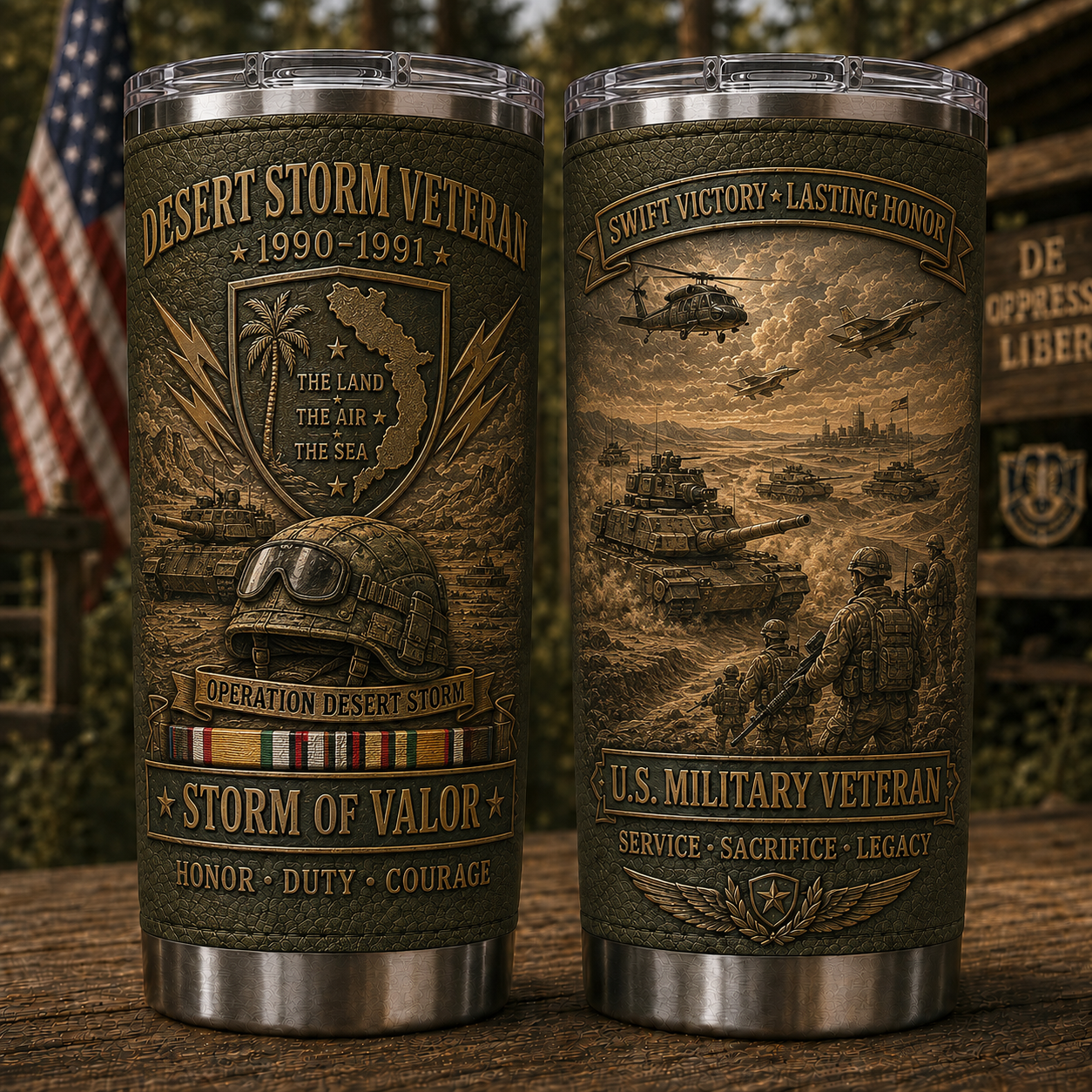 🇺🇸 U.S. Military Veteran War Era Tribute Tumbler Collection