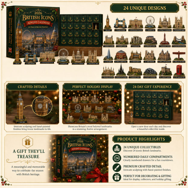 2026 UK Landmarks Advent Calendar – 24 Days of Iconic Architecture & Heritage Collectibles | Christmas Countdown Gift