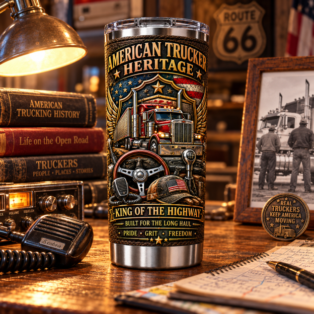 American Trucker Heritage “King of the Highway” Insulated Travel Tumbler