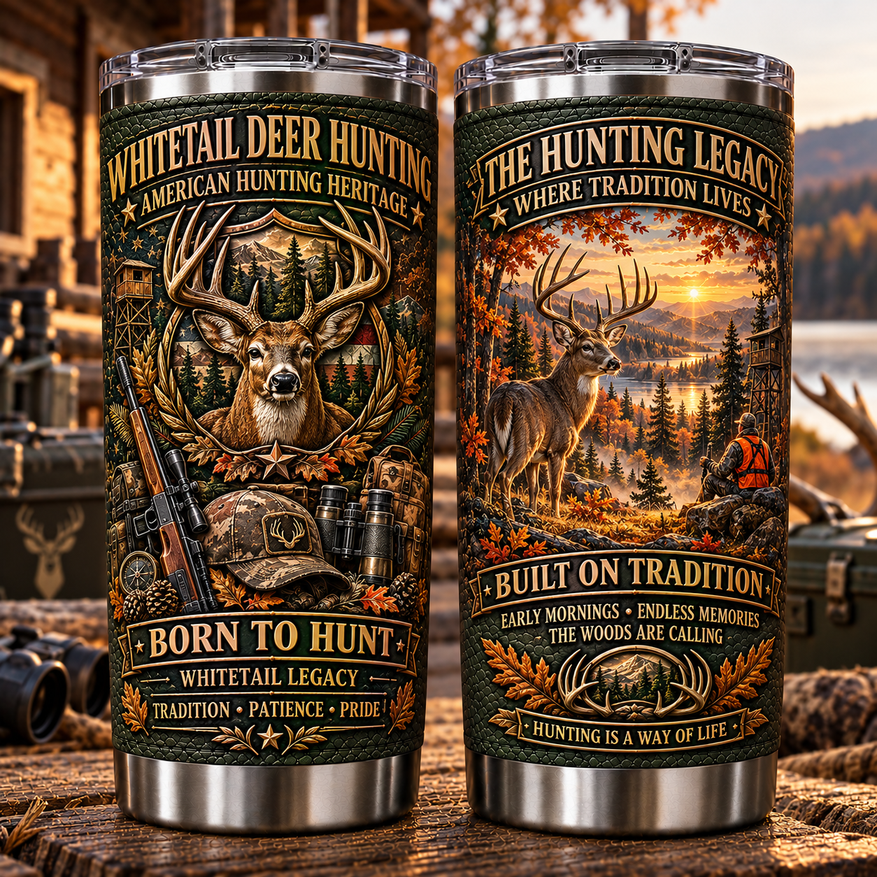 Whitetail Deer Hunting Heritage “Born to Hunt” Insulated Travel Tumbler