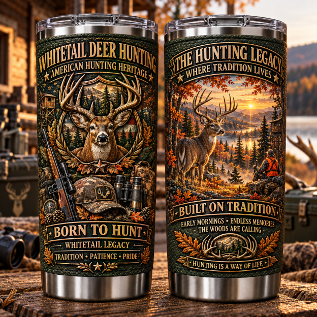 Whitetail Deer Hunting Heritage “Born to Hunt” Insulated Travel Tumbler