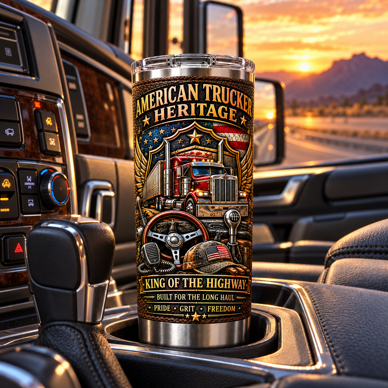American Trucker Heritage “King of the Highway” Insulated Travel Tumbler