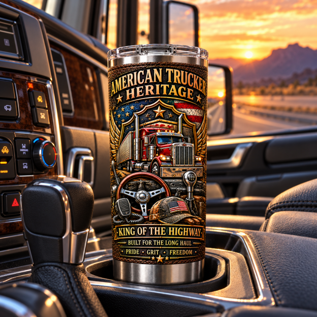 American Trucker Heritage “King of the Highway” Insulated Travel Tumbler