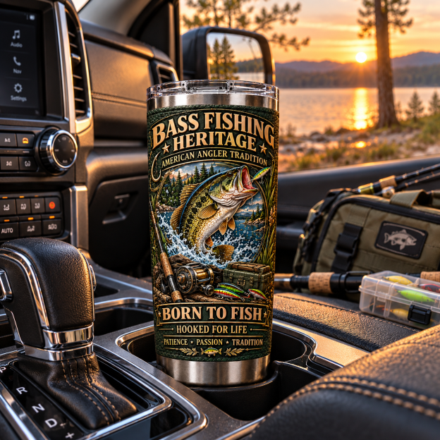 Bass Fishing Heritage “Born to Fish” Insulated Travel Tumbler