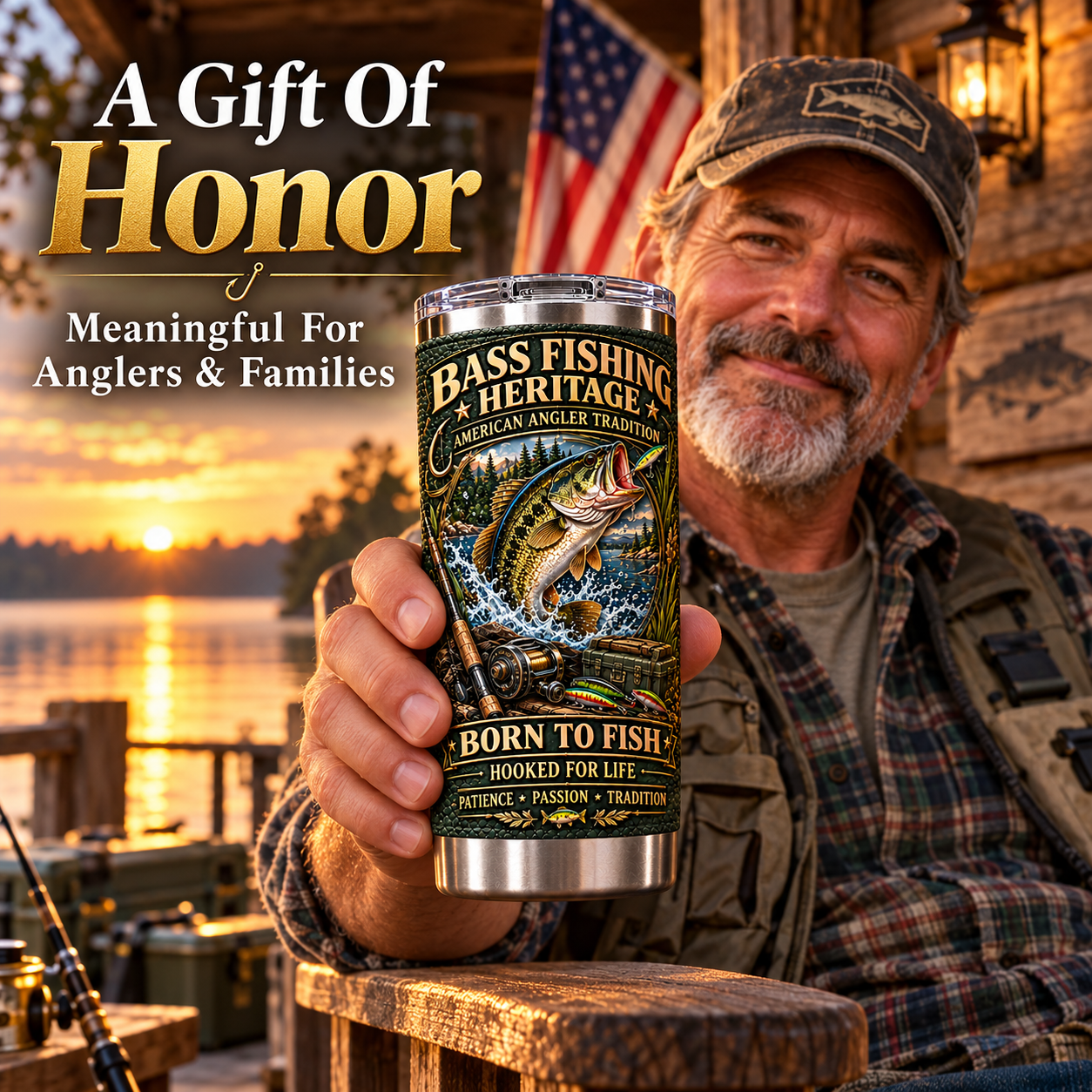 Bass Fishing Heritage “Born to Fish” Insulated Travel Tumbler