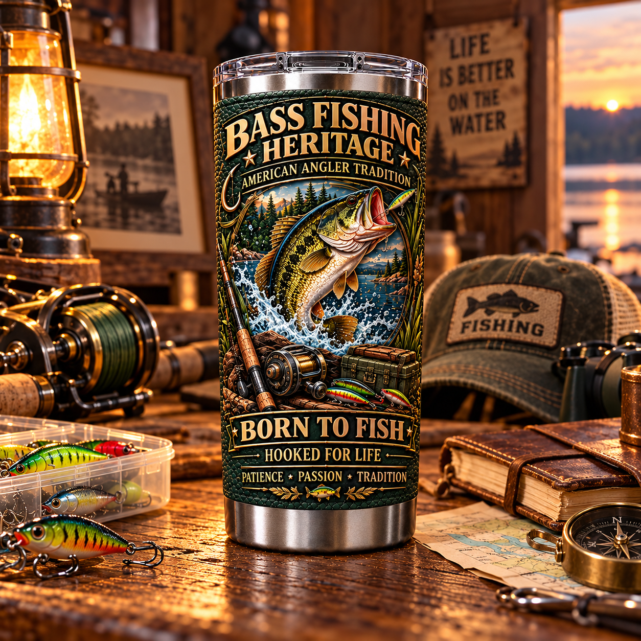 Bass Fishing Heritage “Born to Fish” Insulated Travel Tumbler