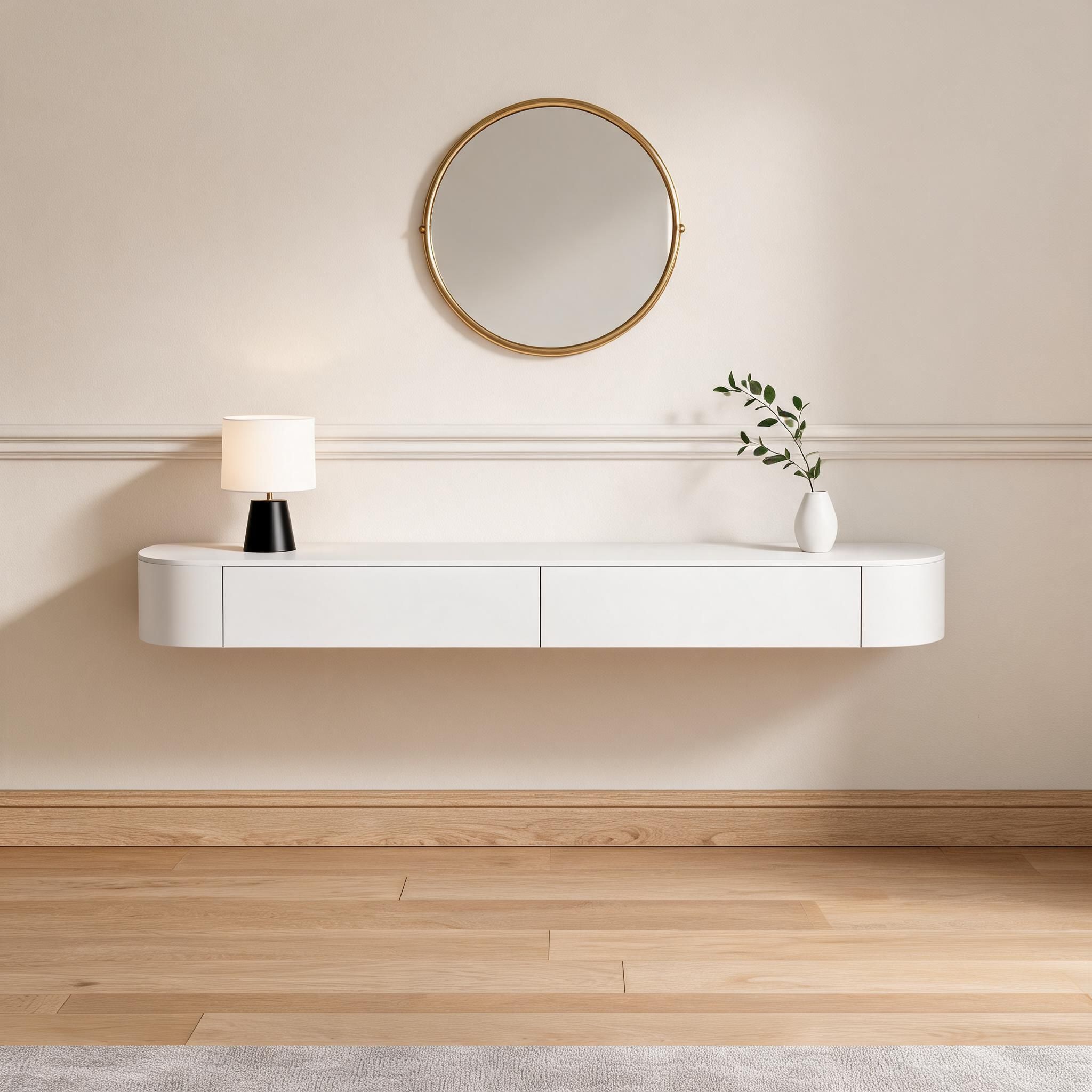 Wall Mounted Solid Wood TV Stand with Cabinet Storage（副本产品）