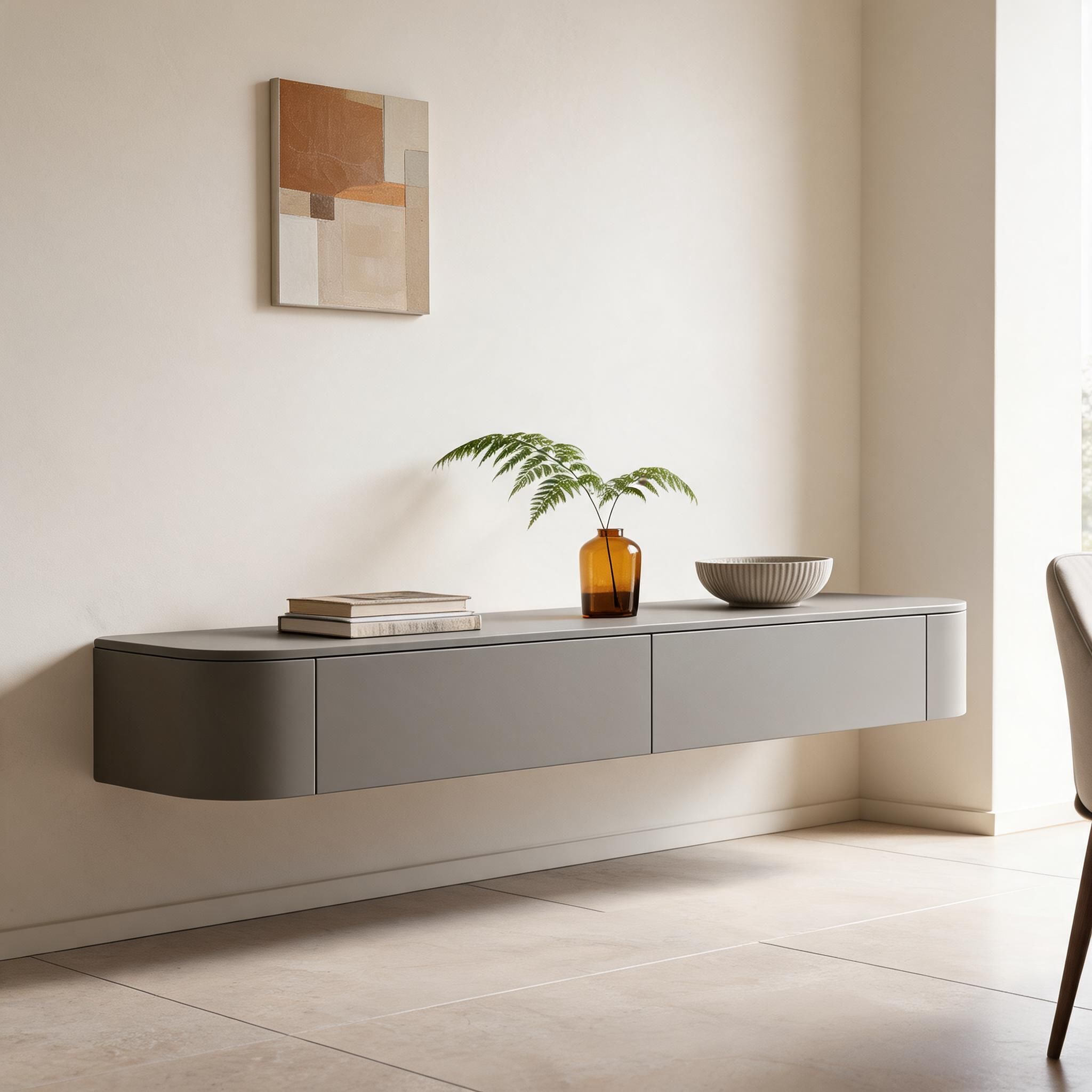 Wall Mounted Solid Wood TV Stand with Cabinet Storage（副本产品）