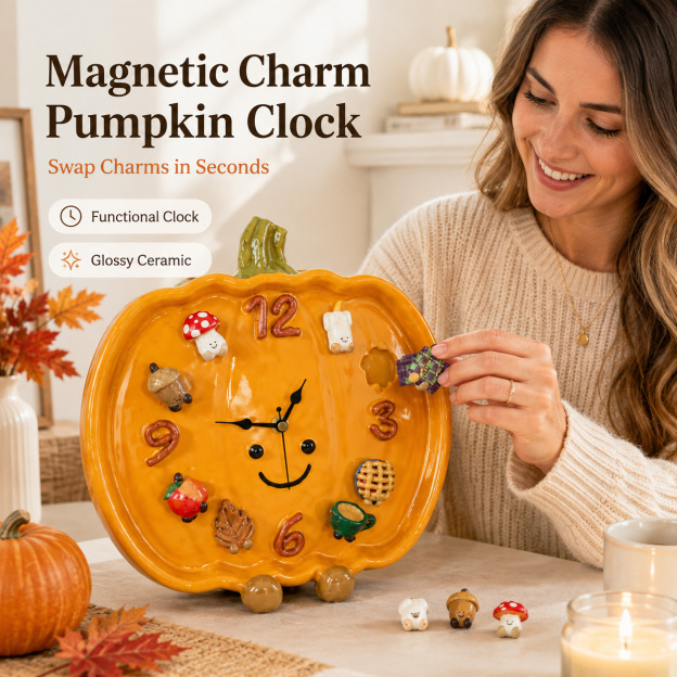 🎃 Interchangeable Magnetic Charm Pumpkin Clock