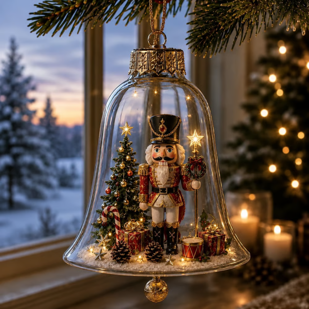 🔔 Light-Up Christmas Bell Ornament – 8 Storybook Scenes 🎄