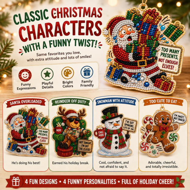 Beginner-Friendly Funny Christmas Pearl Diamond Art Ornament DIY Kit