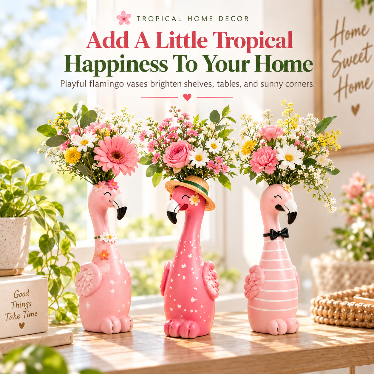 🦩Cute Flamingo Figurine Decorative Vase