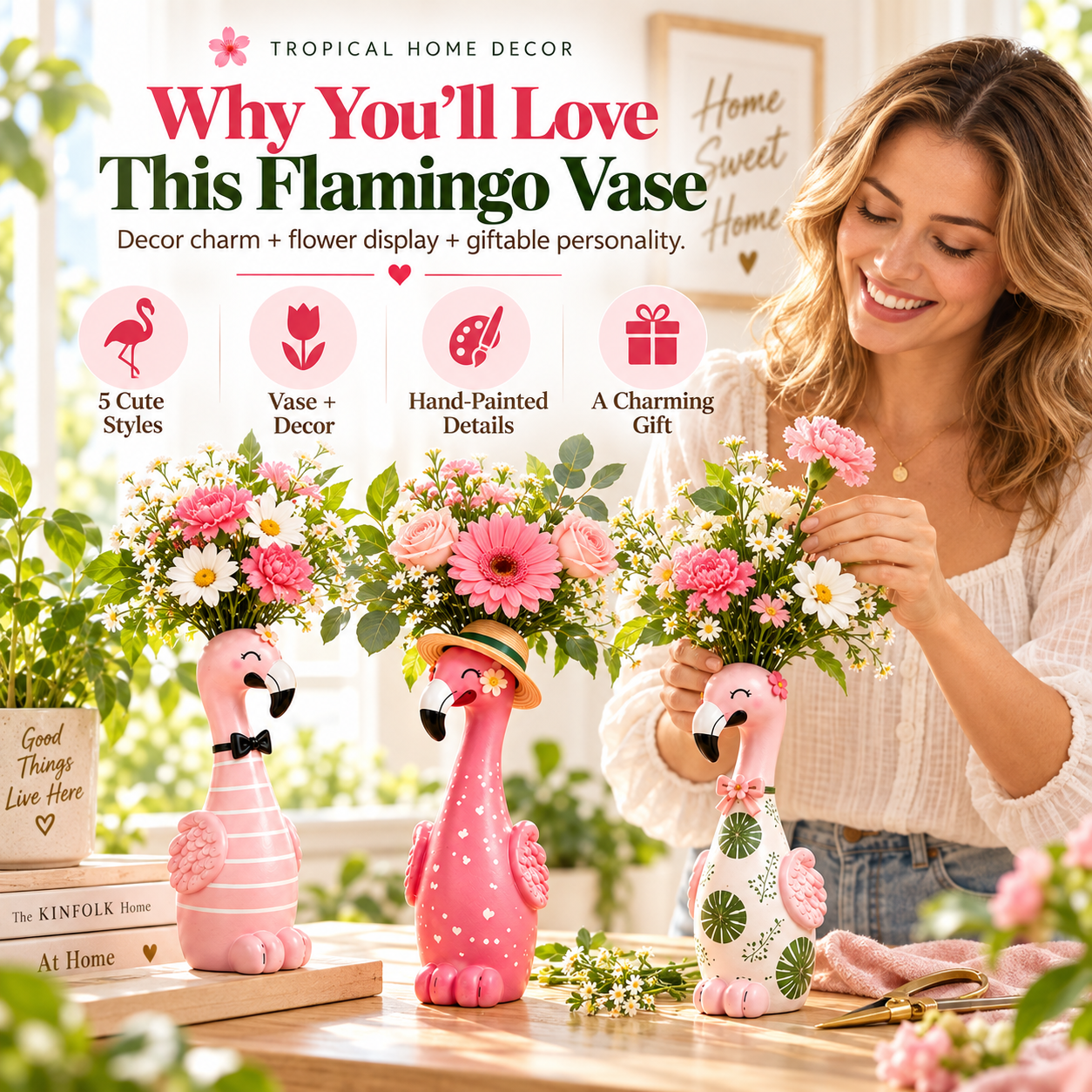 🦩Cute Flamingo Figurine Decorative Vase