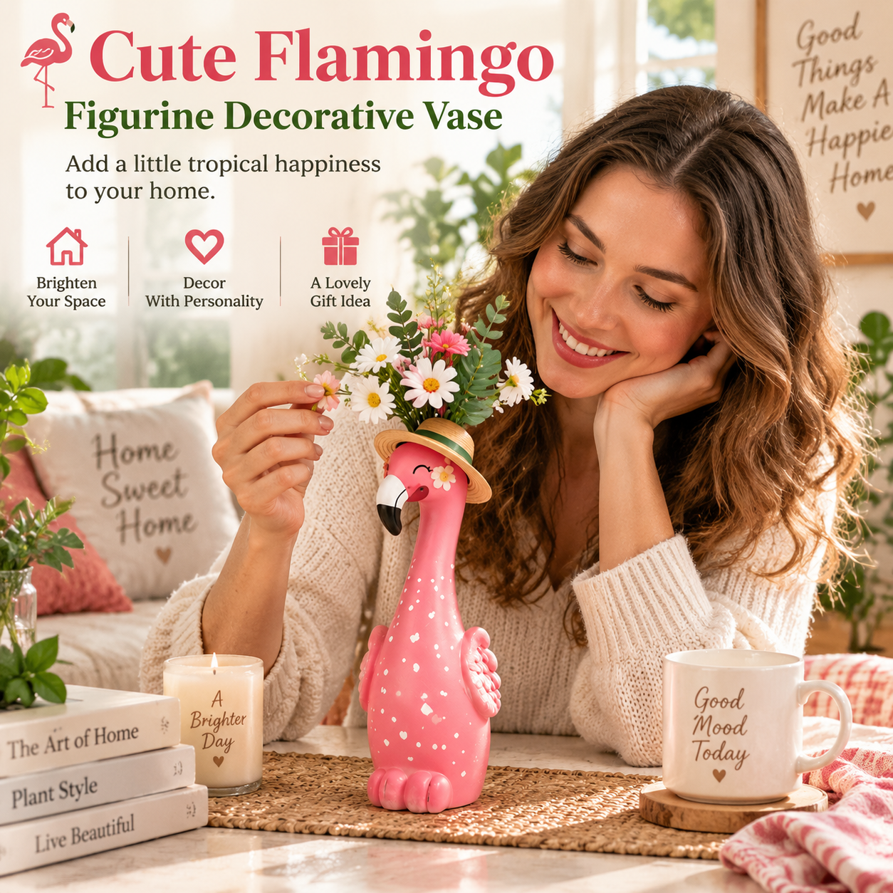 🦩Cute Flamingo Figurine Decorative Vase
