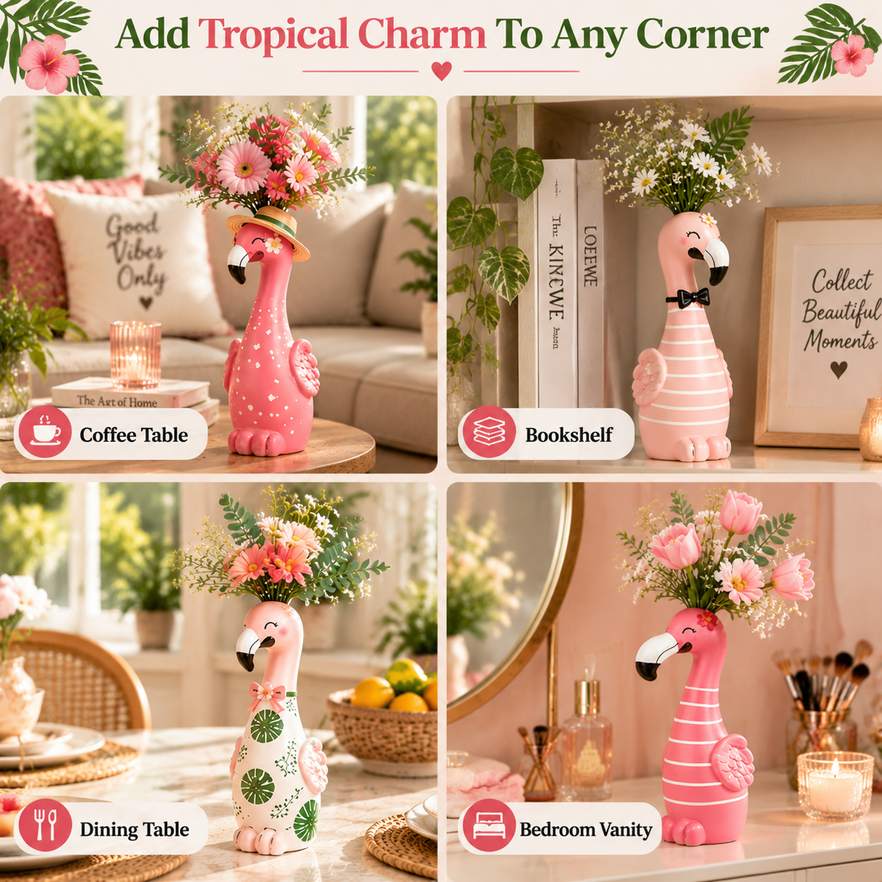 🦩Cute Flamingo Figurine Decorative Vase