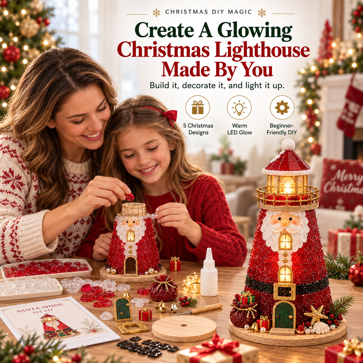 🎄Beginner-Friendly DIY Lighted Christmas Character Sea Glass