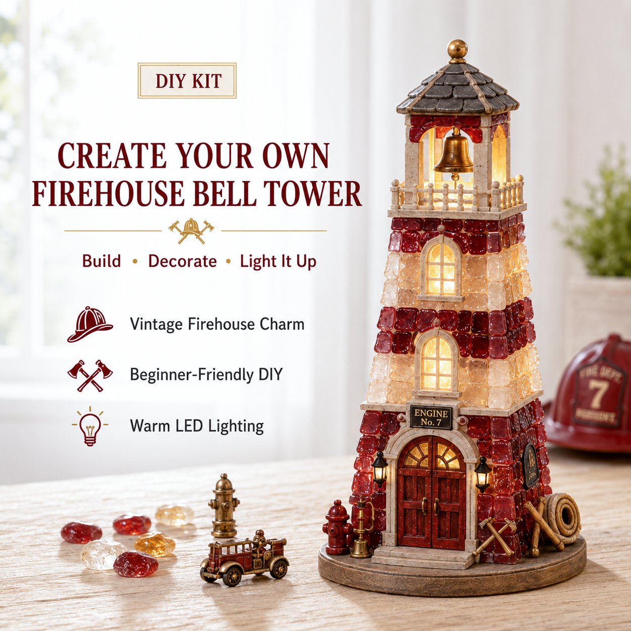 🚒Vintage Firehouse Mosaic Light DIY Kit 💕