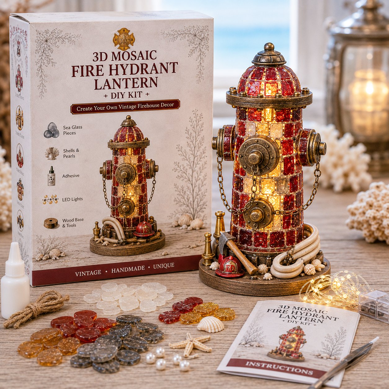  🚒Vintage Firehouse Mosaic Light DIY Kit 💕