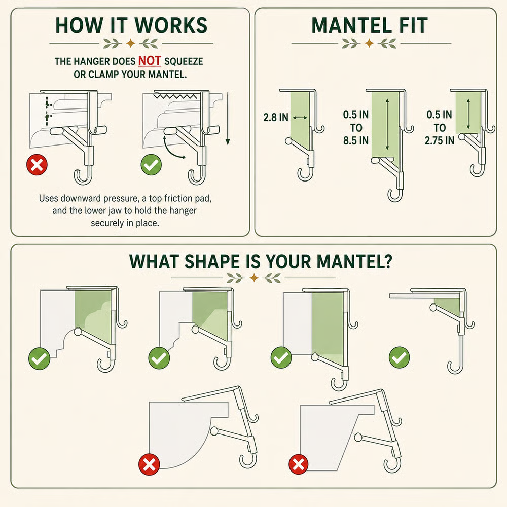 🎄 Adjustable Mantel Stocking & Garland Hanger Set 🔥