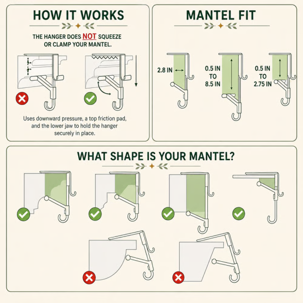 🎄 Adjustable Mantel Stocking & Garland Hanger Set 🔥