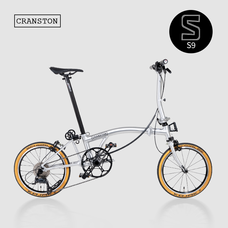 CRANSTON S9 Aluminum Alloy Frame 16 Inch 9 Speed Tri-fold Bicycle S /Y BAR Light Weight Foldable Bicycle Mini Folding Bike