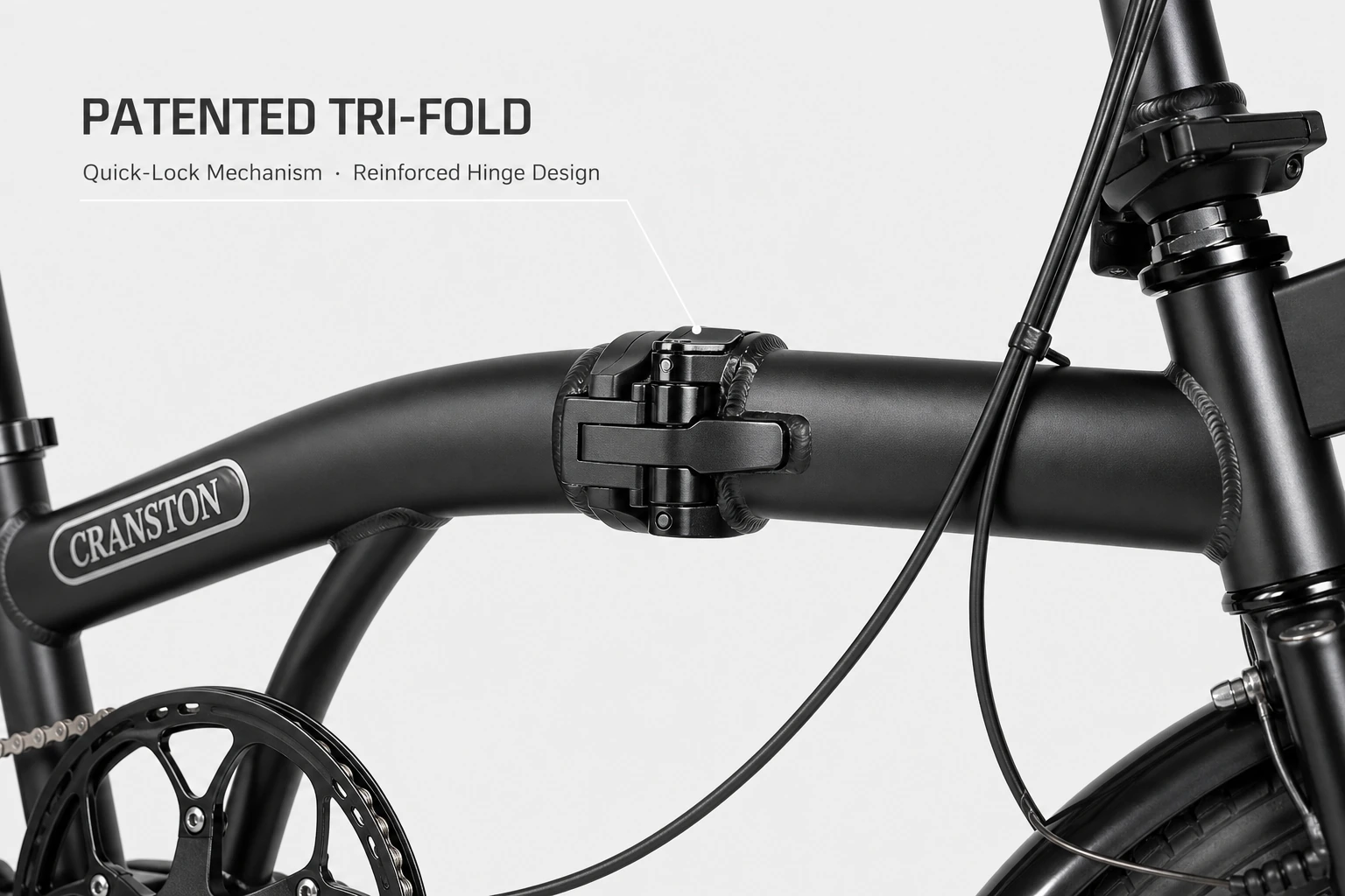 CRANSTON R20 tri-fold hinge and reinforced clamp close-up