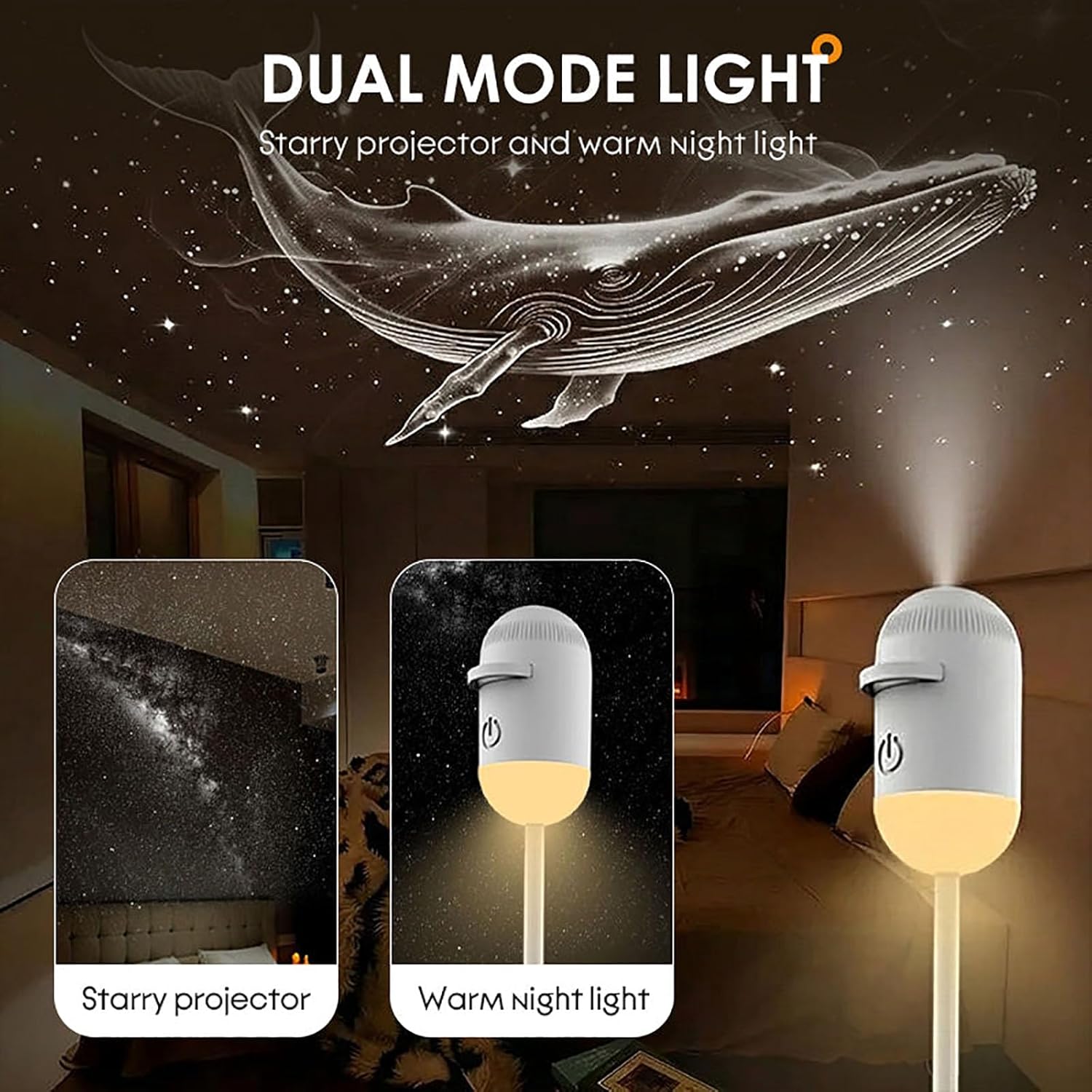 2-in-1 Galaxy Projector with Starry Sky Design and Night Light