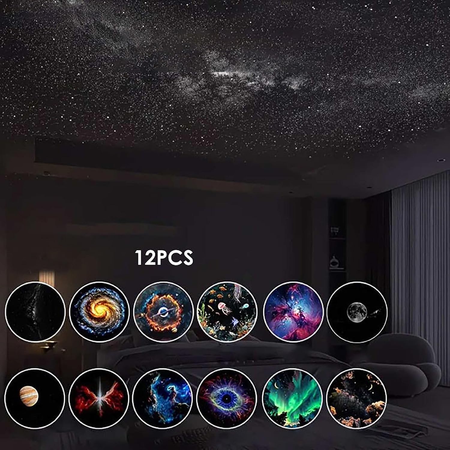 2-in-1 Galaxy Projector with Starry Sky Design and Night Light