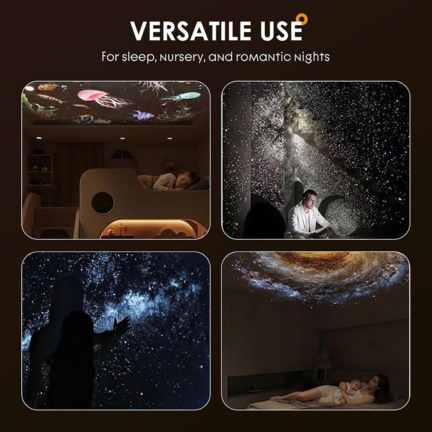 2-in-1 Galaxy Projector with Starry Sky Design and Night Light