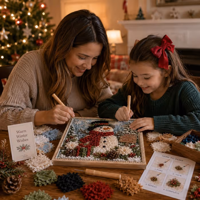 🔥 LIMITED TIME 50% OFF – 🎄🧵 Premium 3D Christmas Fabric Poke Art Kit | No-Sew Holiday Craft with Pre-Punched Board, Fabric Squares & Display Stand 🎅✨