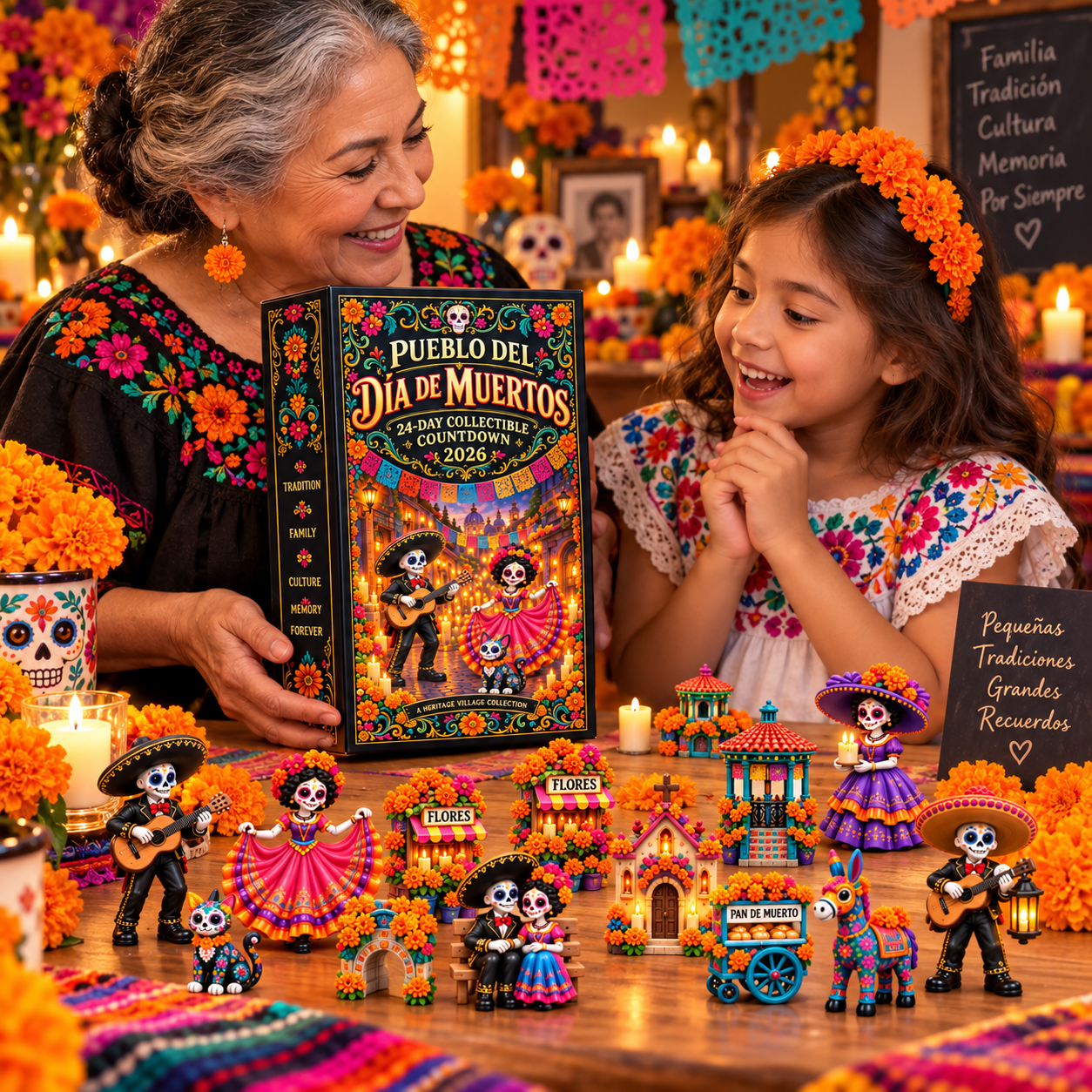 🎁Pueblo del Día de Muertos 2026 – 24-Day Day of the Dead Collectible Countdown Calendar with 24 Unique Miniatures