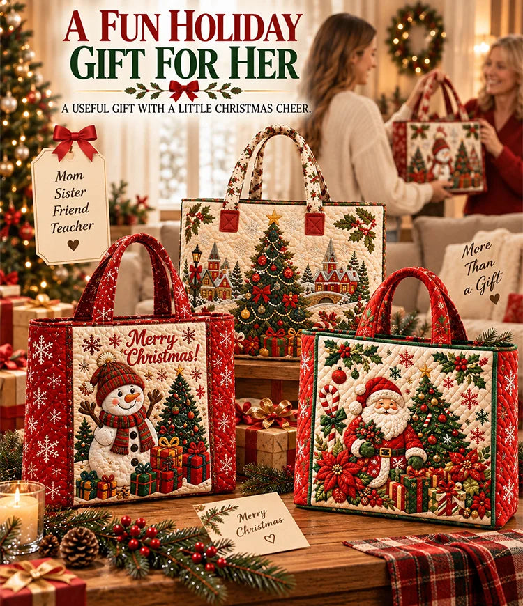 Quilted Christmas tote gift for mom sister friend and teacher