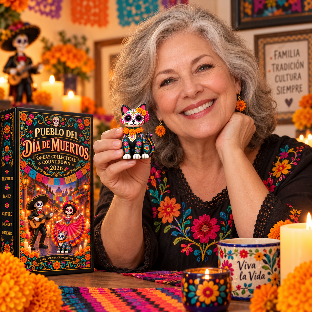 🎁Pueblo del Día de Muertos 2026 – 24-Day Day of the Dead Collectible Countdown Calendar with 24 Unique Miniatures