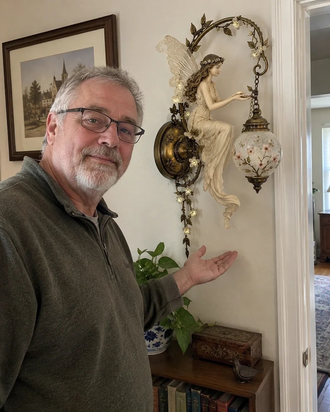 Customer review photo of man presenting the fairy wall light