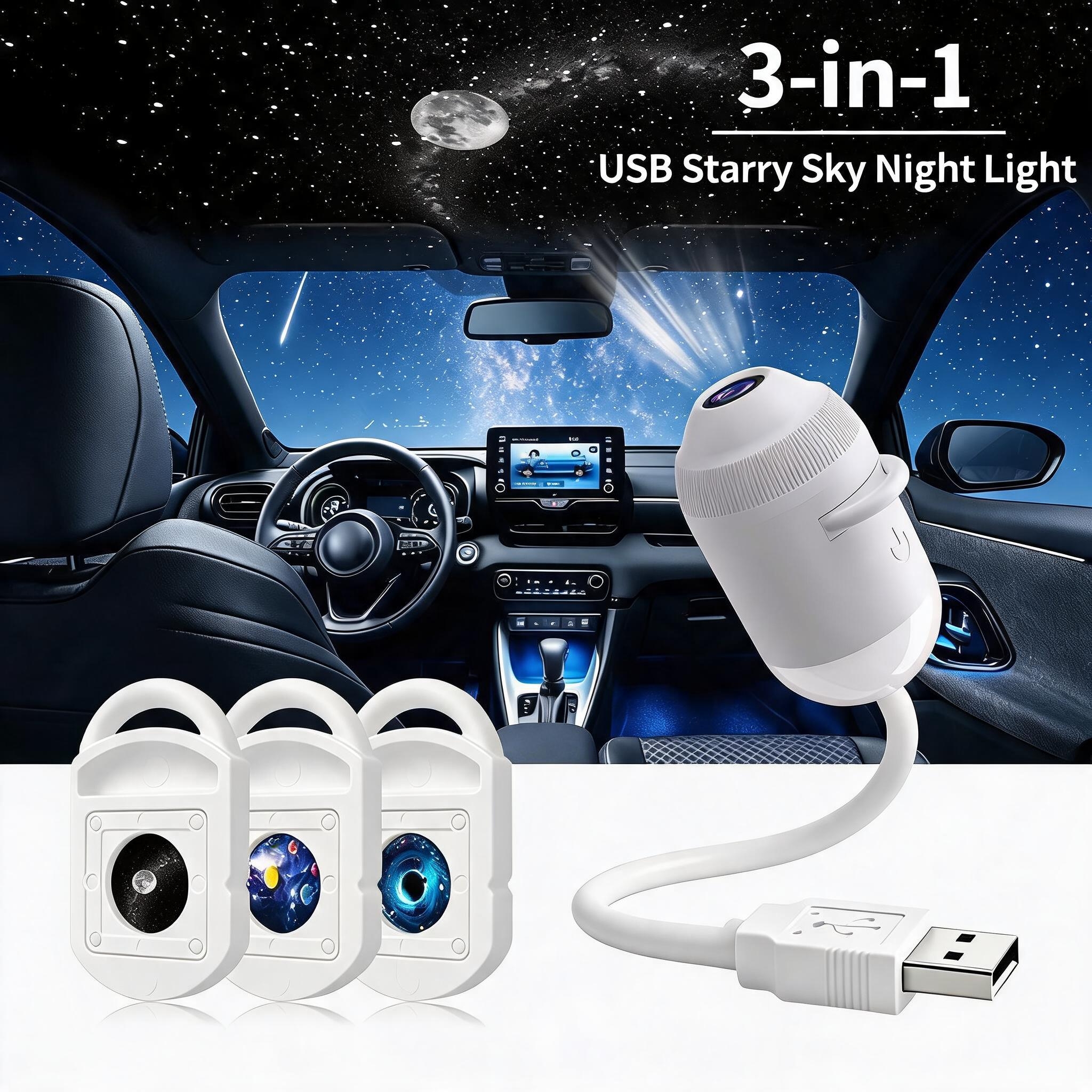 2-in-1 Galaxy Projector with Starry Sky Design and Night Light