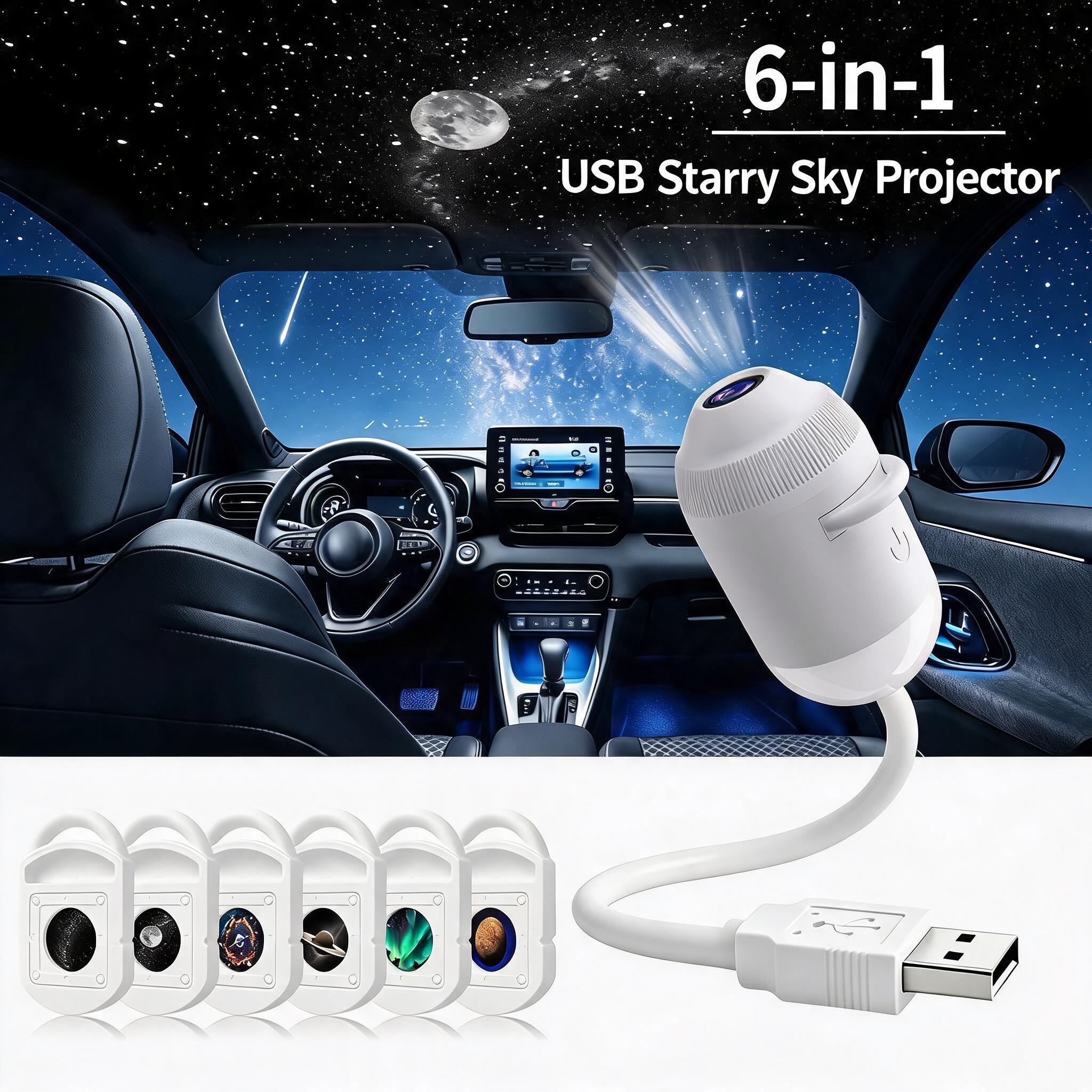 2-in-1 Galaxy Projector with Starry Sky Design and Night Light
