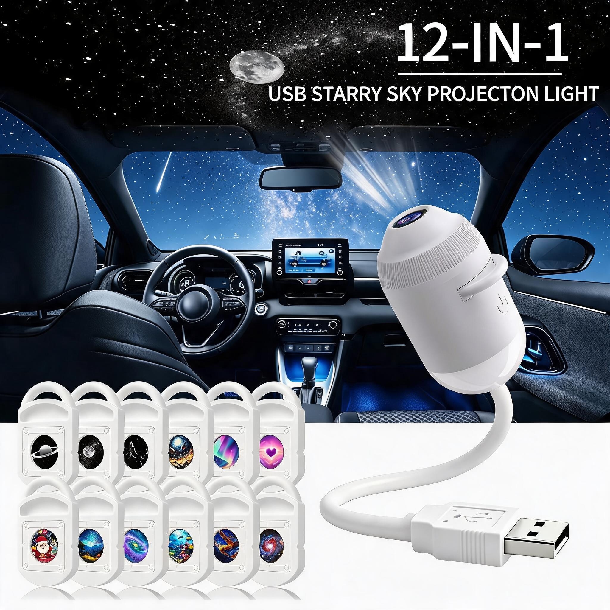 2-in-1 Galaxy Projector with Starry Sky Design and Night Light