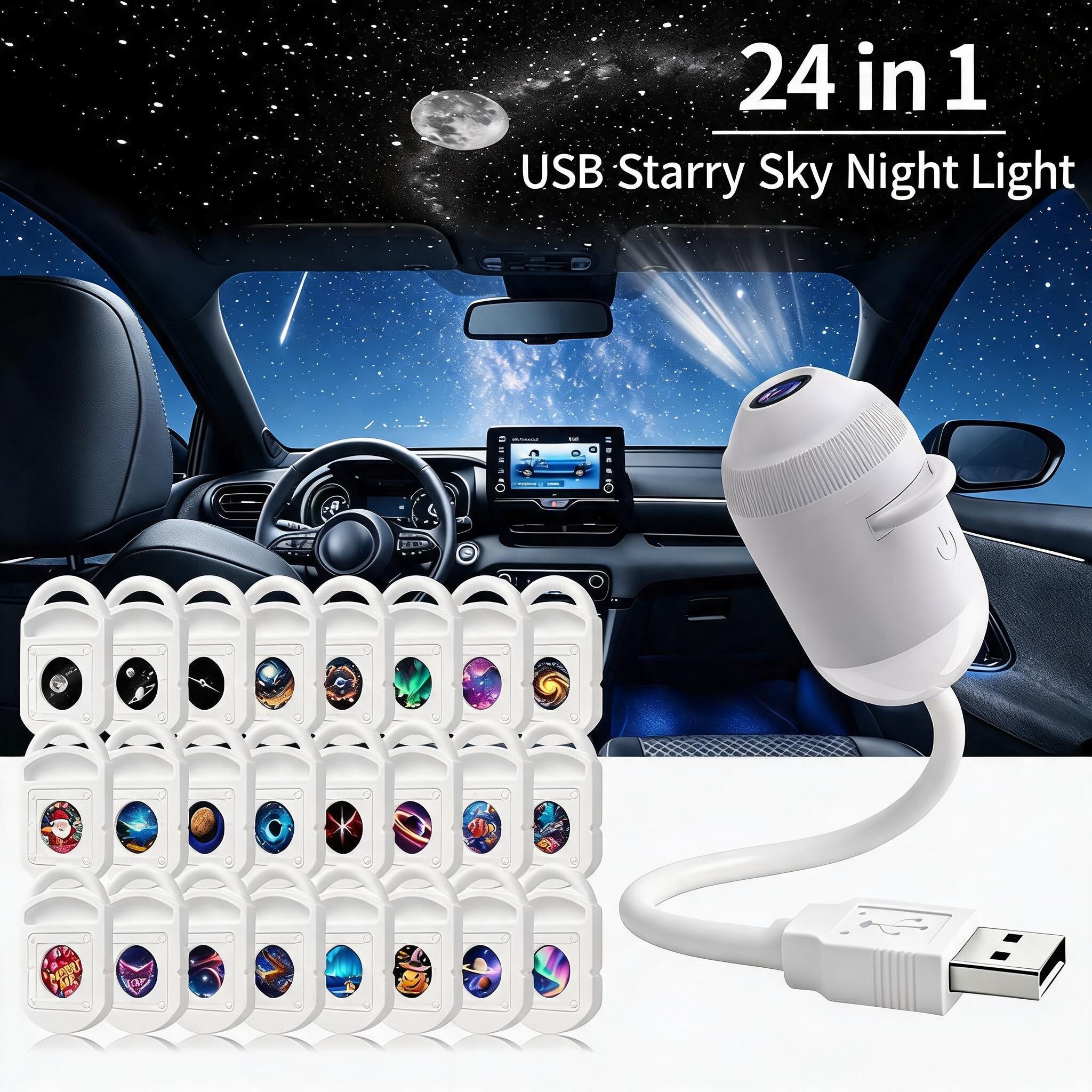 2-in-1 Galaxy Projector with Starry Sky Design and Night Light
