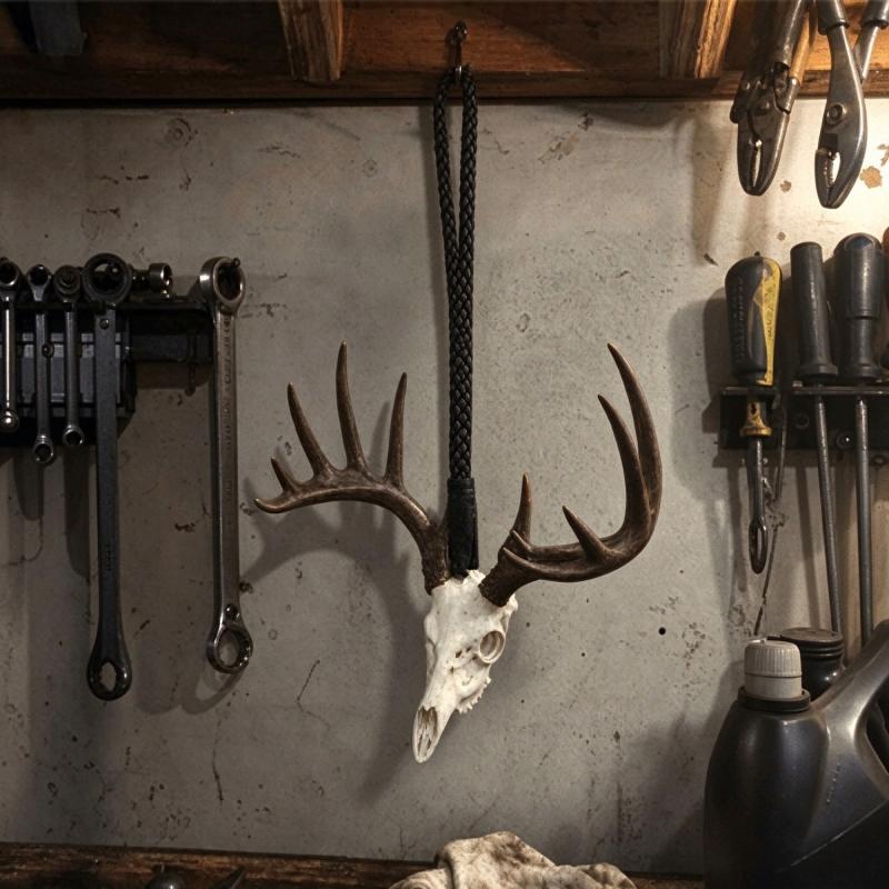 White-tailed Deer Skull Rearview Mirror Hanger