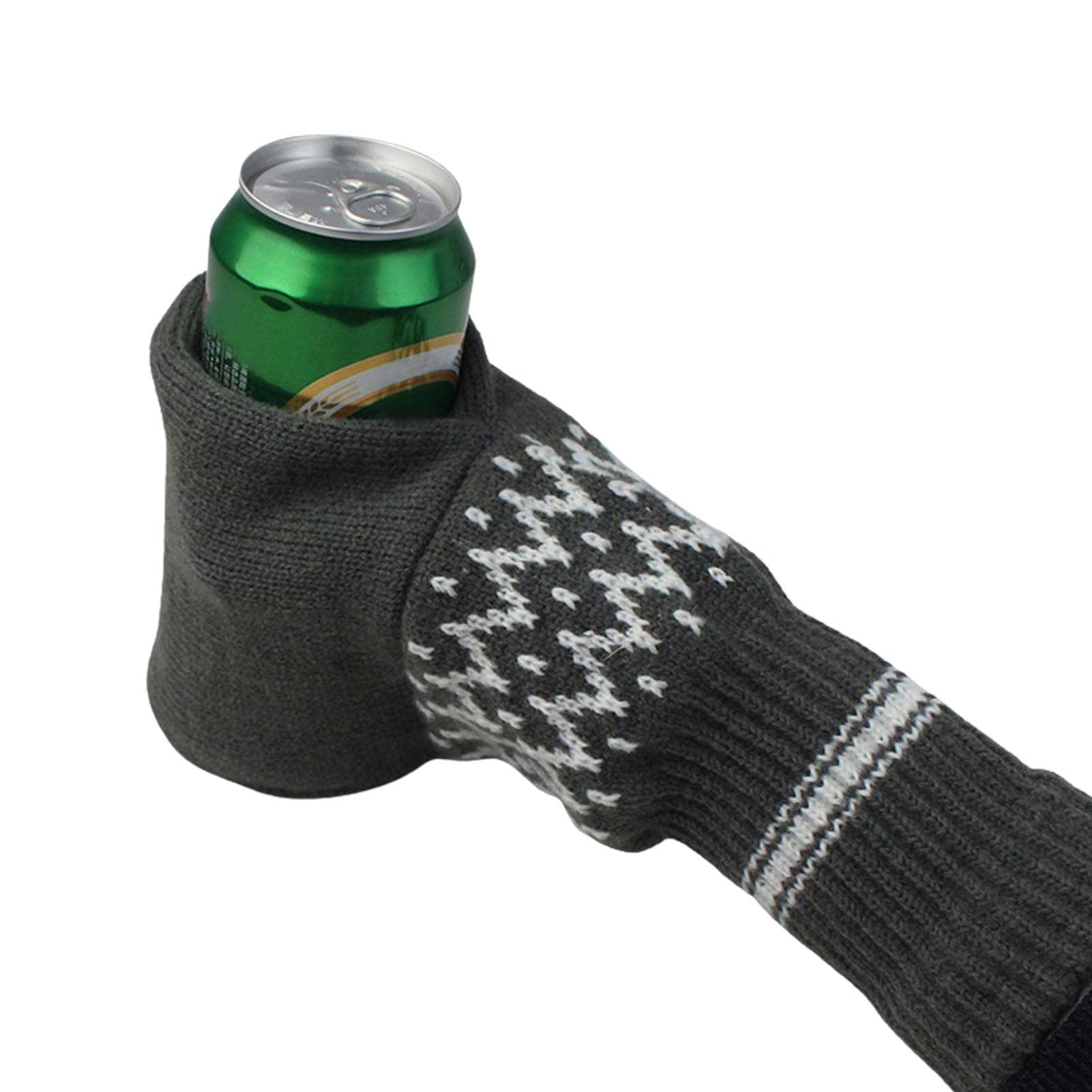 Winter Beer Mittens with Built-In Drink Holder – Cozy Knit Beer Holding Gloves, Funny Christmas Gift for Beer Lovers & Outdoor Parties