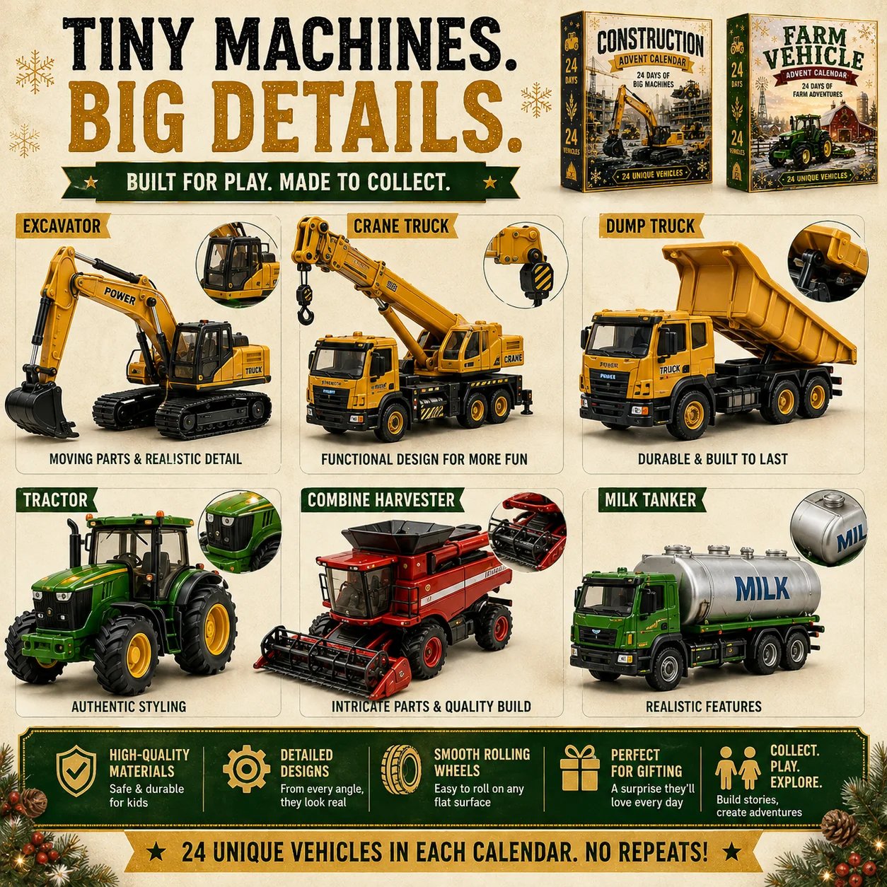 24 unique vehicle advent calendar collection