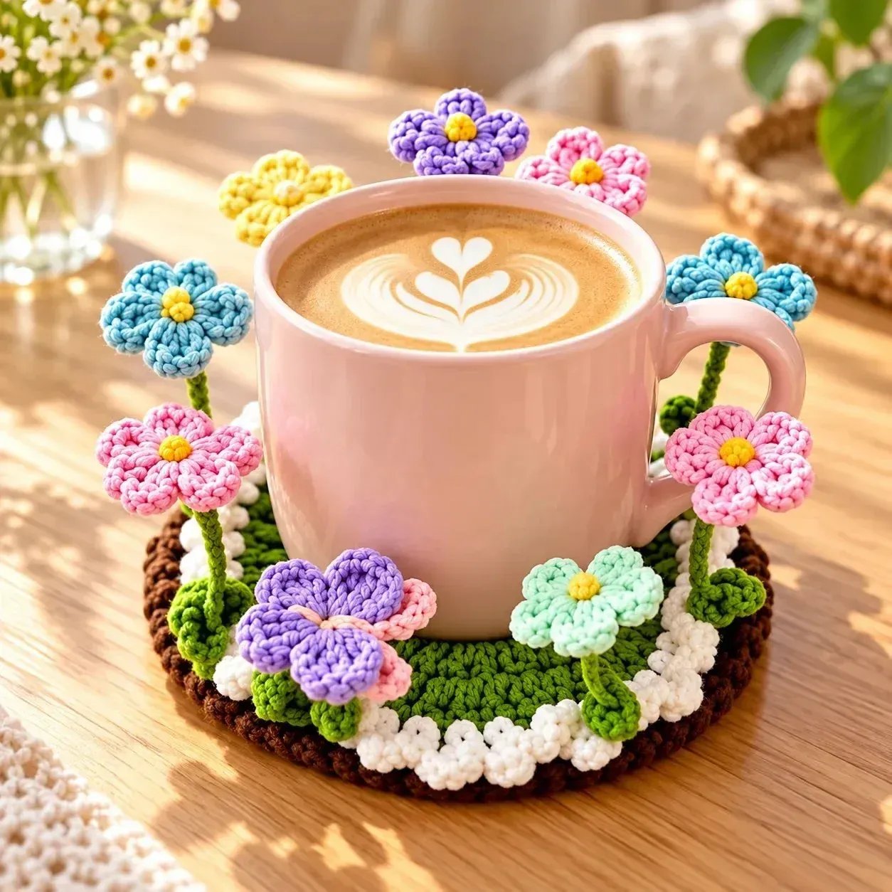 Butterfly Garden Handmade Crochet Floral Coaster | Everlasting Table Art 🌸