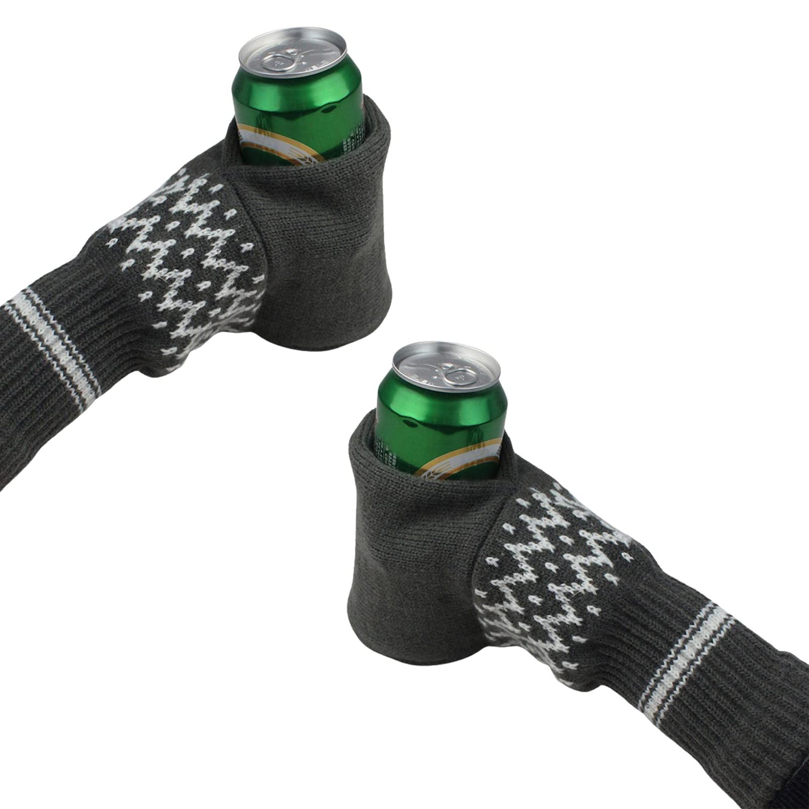 Winter Beer Mittens with Built-In Drink Holder – Cozy Knit Beer Holding Gloves, Funny Christmas Gift for Beer Lovers & Outdoor Parties