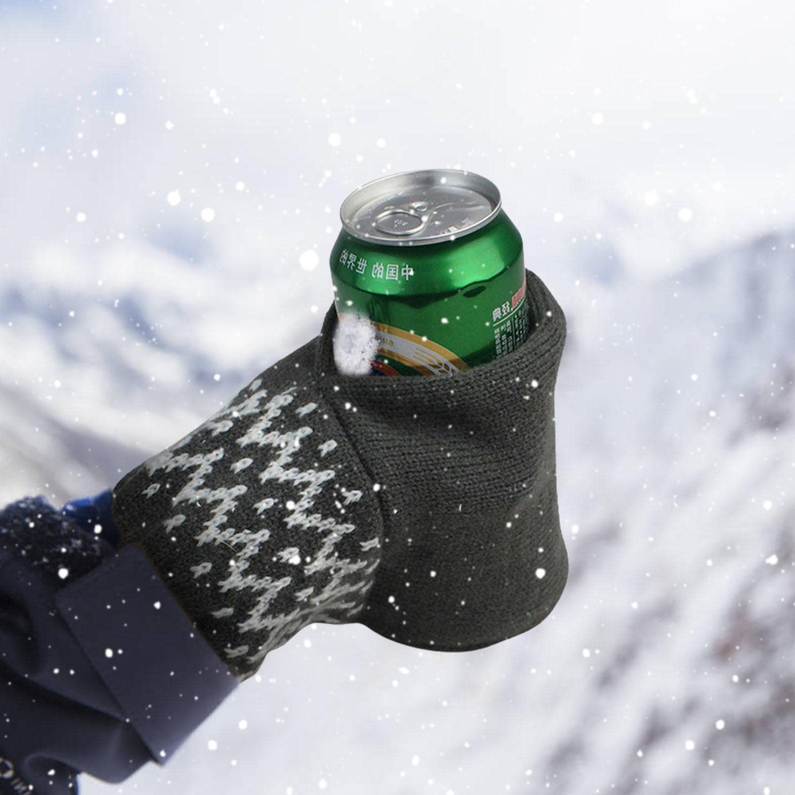 Winter Beer Mittens with Built-In Drink Holder – Cozy Knit Beer Holding Gloves, Funny Christmas Gift for Beer Lovers & Outdoor Parties