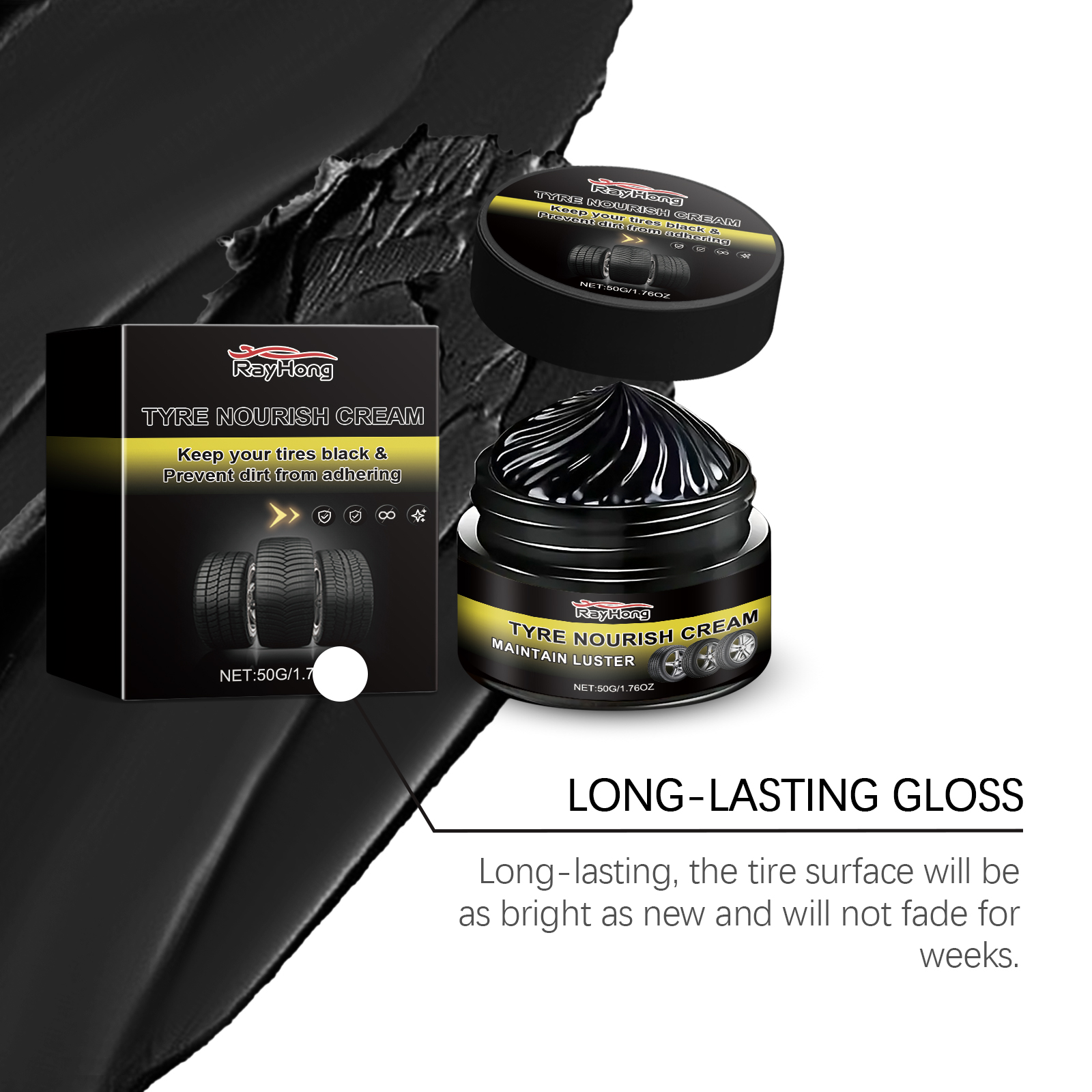 RAYHONG Tyre Nourishing Cream – Tire Shine & Protection Restorer for Cars