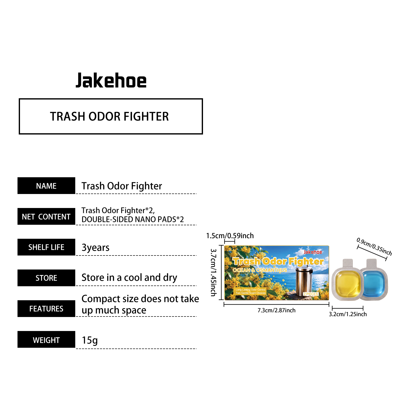 JAKEHOE Garbage Odor Eliminator – Freshness Spray for Trash Cans & Bins